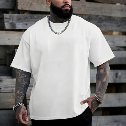 Herrar T-shirt med avslappnad passform och rund hals