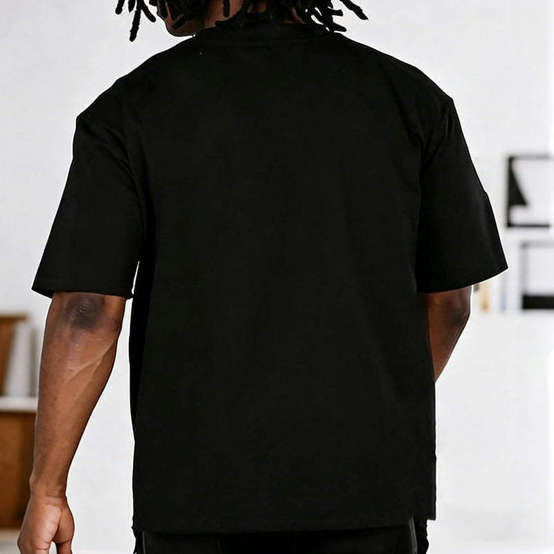 Herrar T-shirt med avslappnad passform och rund hals