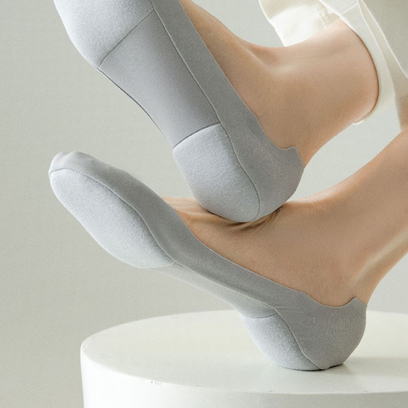 Andningsbara låga strumpor för kvinnor – 5 par, osynliga, halksäkra & dämpade 🧦👟