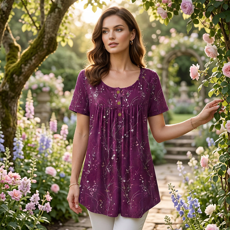 🦋Plisserad tunika med blommönster för damer🌸