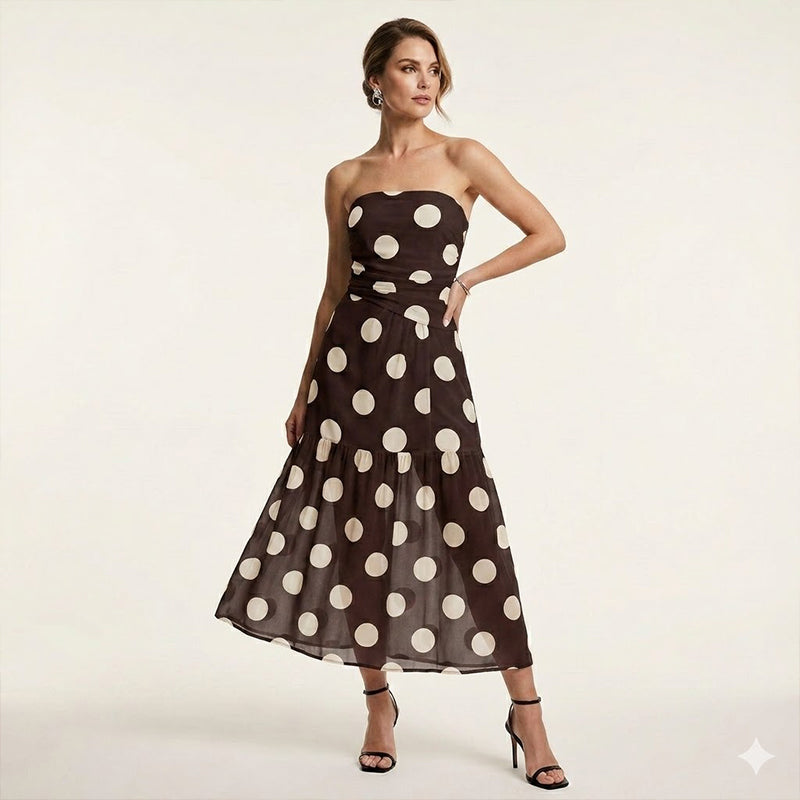 👗 50% RABATT NU! 🌸 Prikfri axelbandslös klänning – Sval sommarklänning, chic flörtig stil & lättviktig – perfekt för strandsemestrar 🏖️