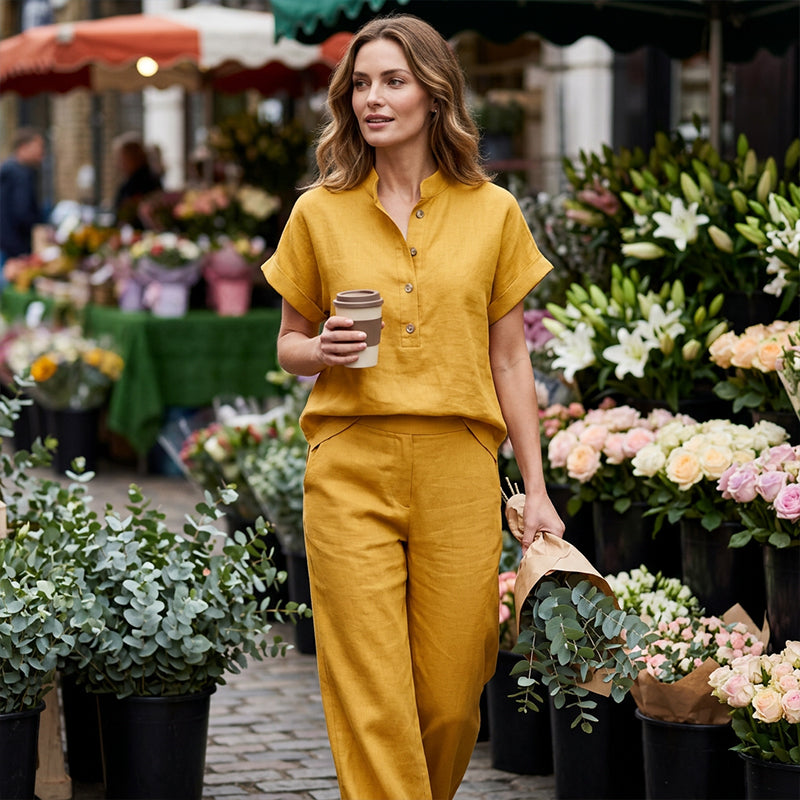 🌹 50% RABATT! 🌹Dam Casual Enfärgad Tvådelad Set