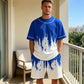 Herr set med tryckt T-shirt och shorts