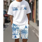 Herr set med tryckt T-shirt och shorts