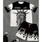 Herr set med tryckt T-shirt och shorts