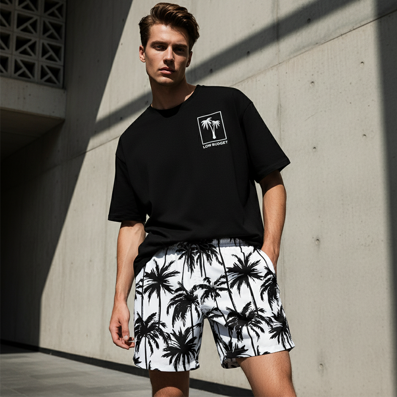 Herr 2-delat Set med Tryckt: T-shirt och Shorts