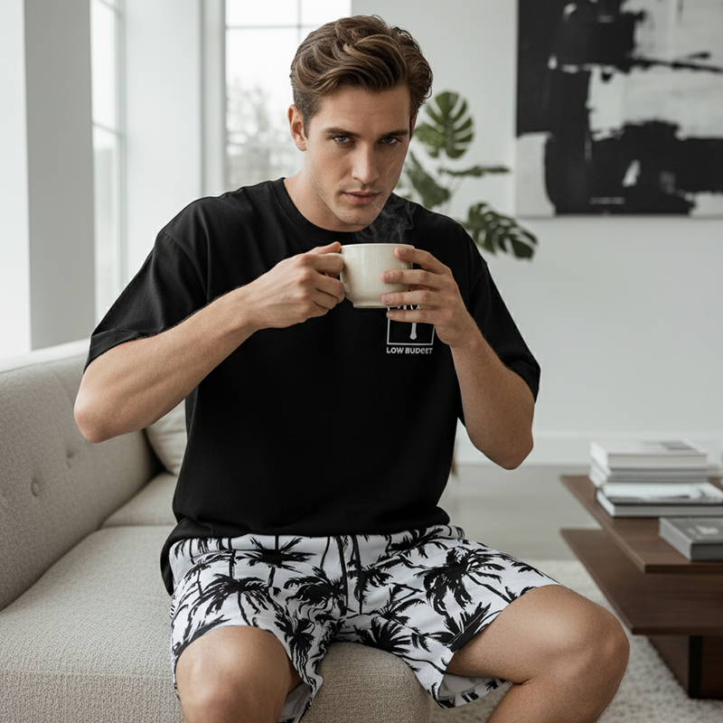 Herr 2-delat Set med Tryckt: T-shirt och Shorts
