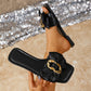 Platta Slip-in Sandaler med Rosett- och Kedjedekor