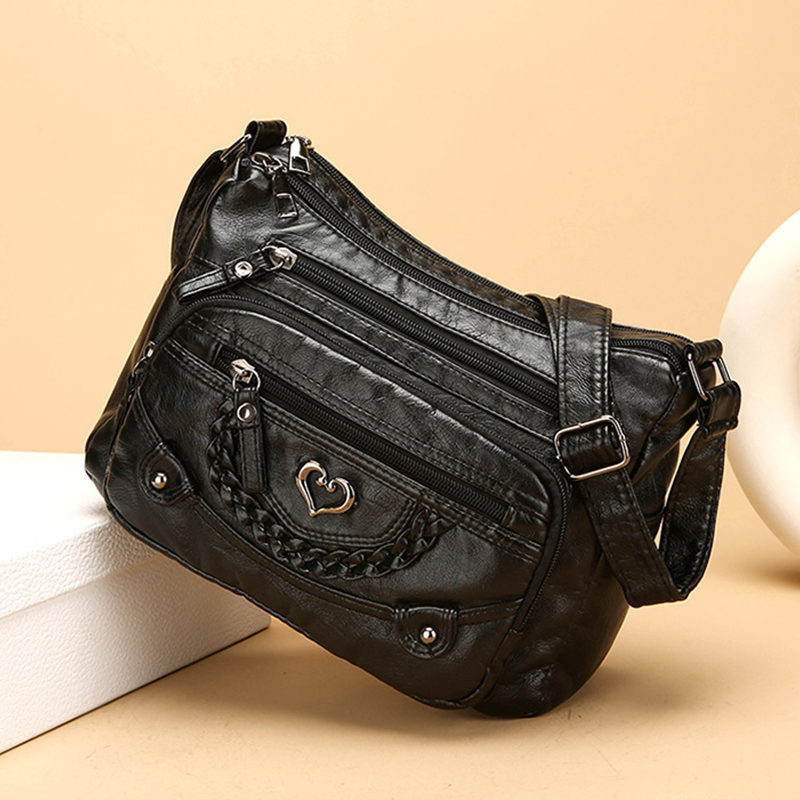 👜50% RABATT! ✨Korsväska i mjukt PU-läder med flera fickor för dam