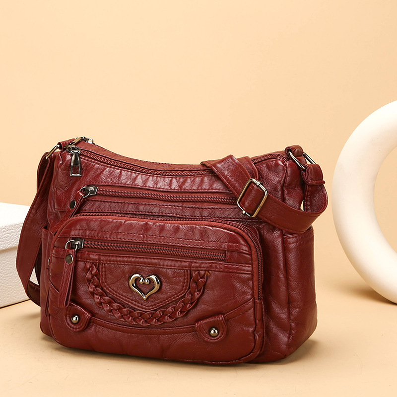 👜50% RABATT! ✨Korsväska i mjukt PU-läder med flera fickor för dam