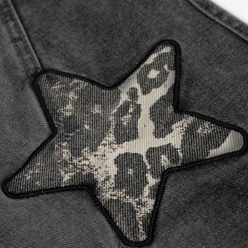Unisex baggyjeans med stjärnpatchdetalj