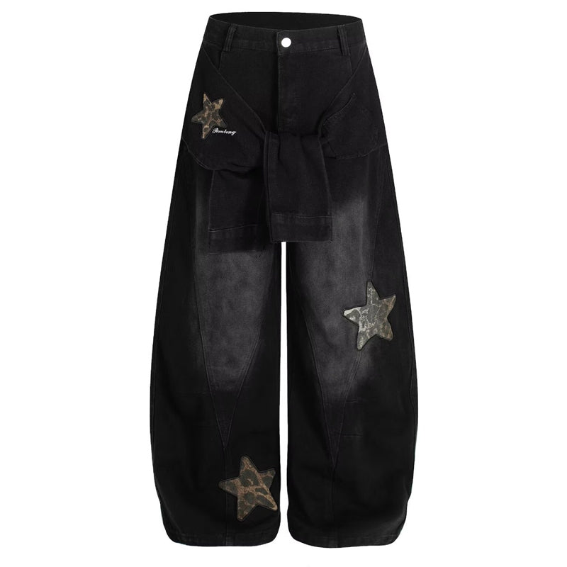 Unisex baggyjeans med stjärnpatchdetalj