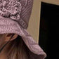 Virkat bucket hat med blomdetalj för kvinnor