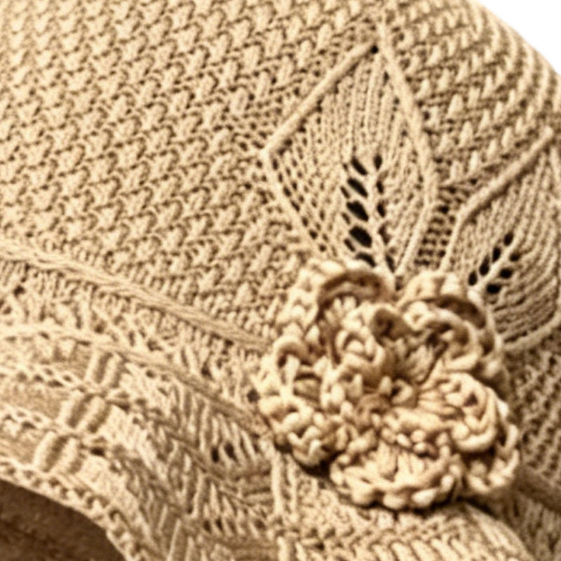 Virkat bucket hat med blomdetalj för kvinnor