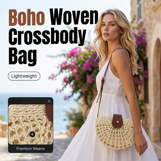 Flätad crossbodyväska för kvinnor – boho chic, kompakt men rymlig & justerbar rem 👜🌾