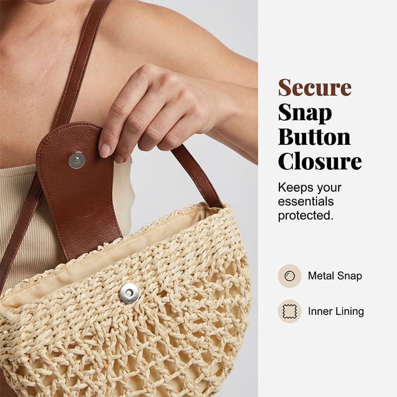 Flätad crossbodyväska för kvinnor – boho chic, kompakt men rymlig & justerbar rem 👜🌾