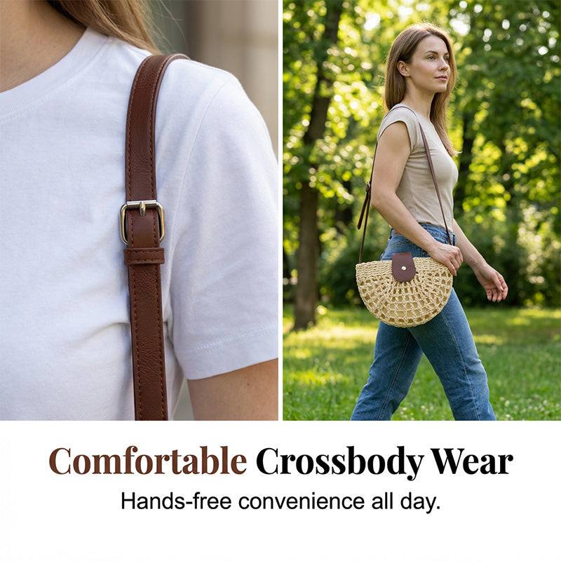 Flätad crossbodyväska för kvinnor – boho chic, kompakt men rymlig & justerbar rem 👜🌾