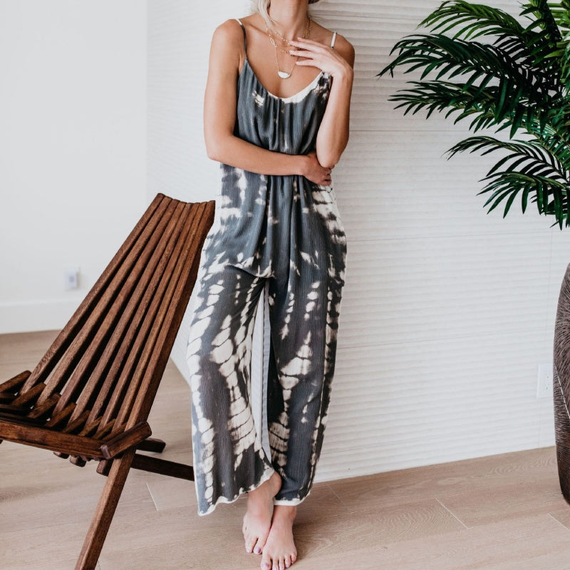 💃Hot Summer Sale 50% rabatt ☀️Dammode Spaghetti Strap Tryckt Jumpsuit