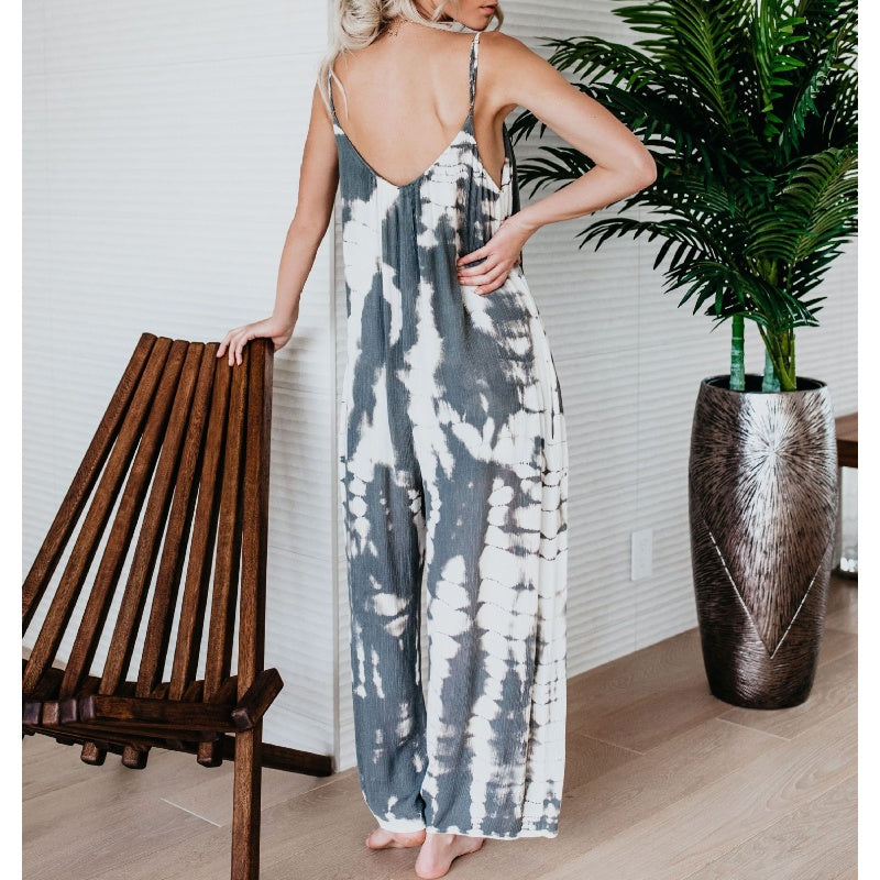 💃Hot Summer Sale 50% rabatt ☀️Dammode Spaghetti Strap Tryckt Jumpsuit