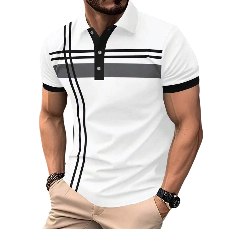 👕 50% RABATT! 🌞 Golf-kortärmad skjorta med ränder – avslappnad & funktionell – Andningsbar, lätt & perfekt för golf, jobb eller varma sommardagar ⛳