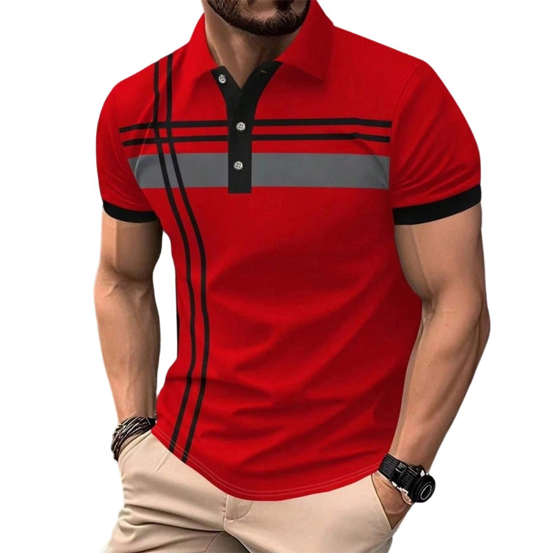 👕 50% RABATT! 🌞 Golf-kortärmad skjorta med ränder – avslappnad & funktionell – Andningsbar, lätt & perfekt för golf, jobb eller varma sommardagar ⛳