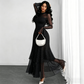 ⏳Time-Limited Special⏰Women's Bell Sleeve Maxi Dress – Sheer, High-Slit, Elegant ✨