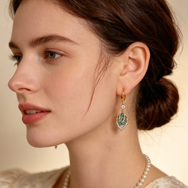 💎 50% RABATT NU!✨ Himmelsblå Droppande Dangle Hoop Örhängen – Elegant Art Deco & Vintage Charm 💙