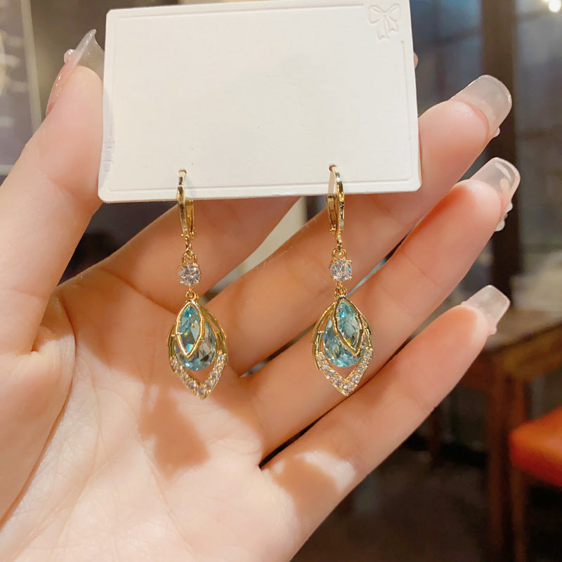 💎 50% RABATT NU!✨ Himmelsblå Droppande Dangle Hoop Örhängen – Elegant Art Deco & Vintage Charm 💙
