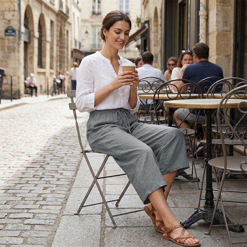 👖 50% RABATT NU!☁️ Dam Capri Byxor – Resår midja & Andningsbar – Casual Sommar Essential ✨