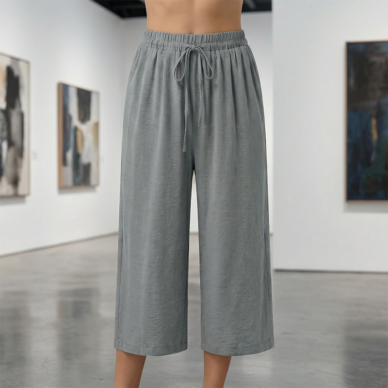 👖 50% RABATT NU!☁️ Dam Capri Byxor – Resår midja & Andningsbar – Casual Sommar Essential ✨