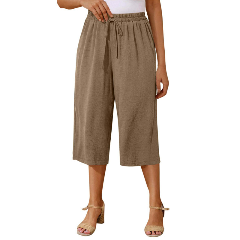 👖 50% RABATT NU!☁️ Dam Capri Byxor – Resår midja & Andningsbar – Casual Sommar Essential ✨