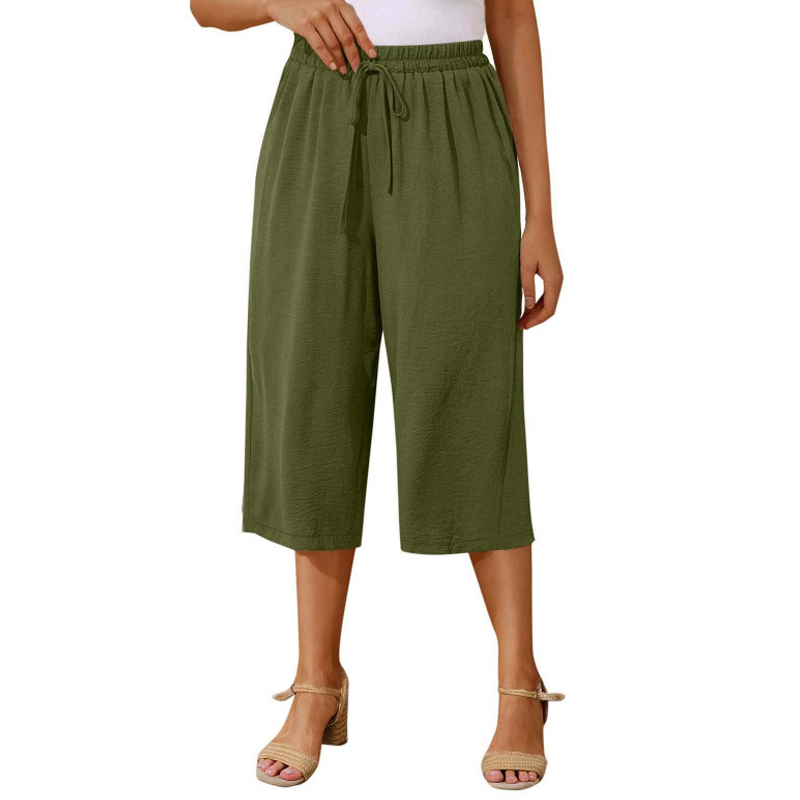 👖 50% RABATT NU!☁️ Dam Capri Byxor – Resår midja & Andningsbar – Casual Sommar Essential ✨