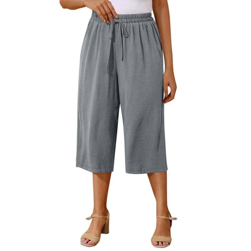 👖 50% RABATT NU!☁️ Dam Capri Byxor – Resår midja & Andningsbar – Casual Sommar Essential ✨