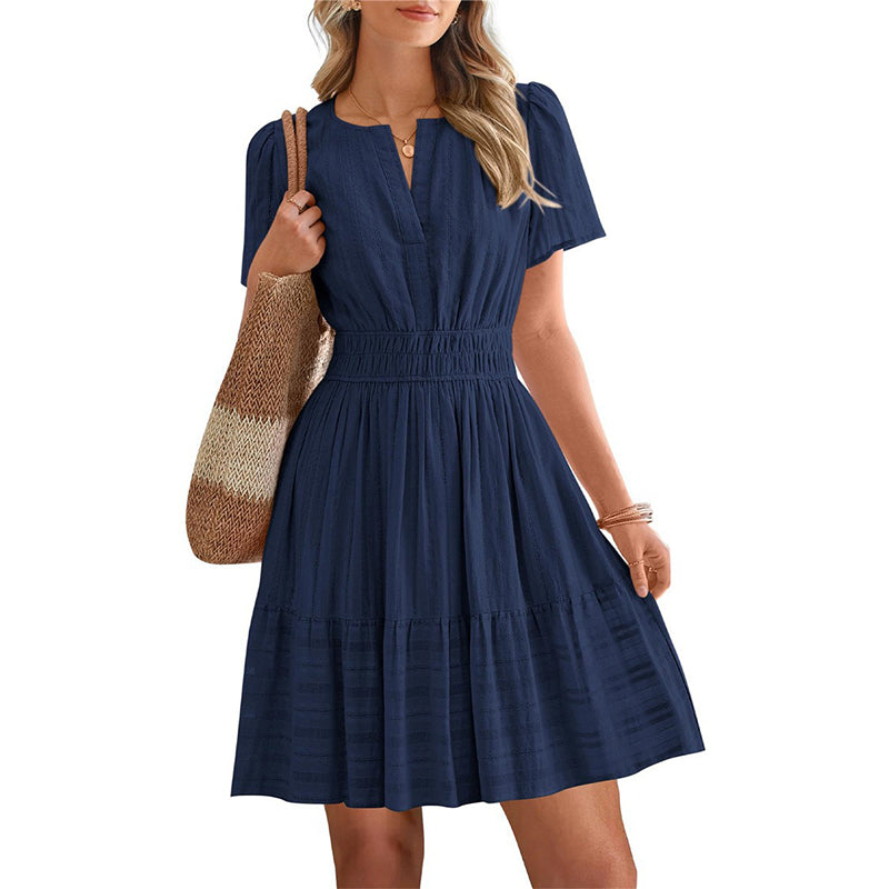 ⏳Begränsad tid 50% rabatt⏰Dam Kortarm Lagad Miniklänning👗