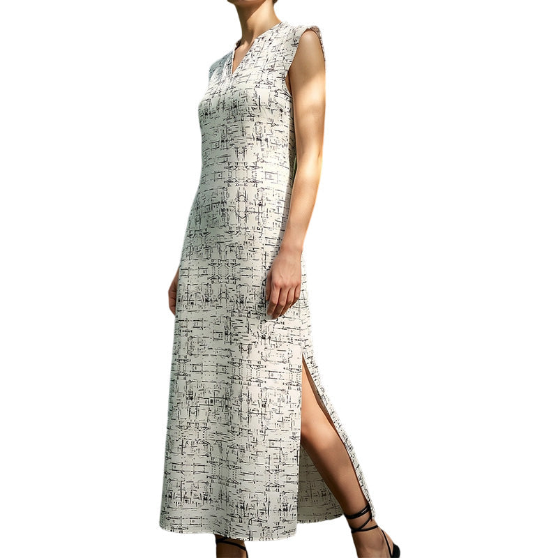 👗 50 % RABATT! 🔥 Ärmlös maxiklänning med V-ringning & sidenslits – elegant, luftig & perfekt för varma sommardagar eller strandkvällar 🌊✨
