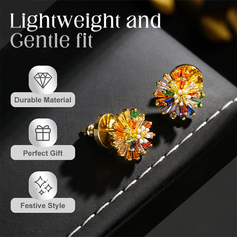 🎆 50% RABATT NU! ✨ Färgglada Fyrverkeri Stiftörhängen & Halsband Set – Kubisk Zirkonia, 18K Guldbelagt & Lättvikt – Perfekt Present För Alla Tillfällen 💎