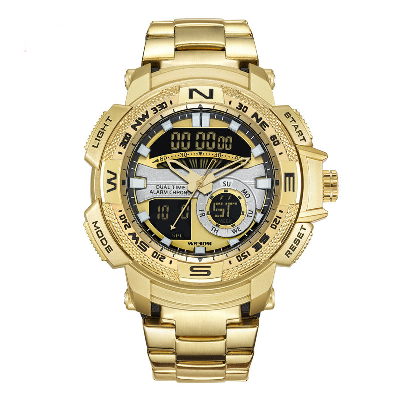 ✨50% RABATT NU! ✨Sportklocka för män med dubbla displayer ⌚ Analogt möter digitalt – håll koll på tid, datum och prestation i en elegant design ⚡