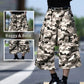 Unisex cargoshorts i kamouflage med vida ben och flera fickor