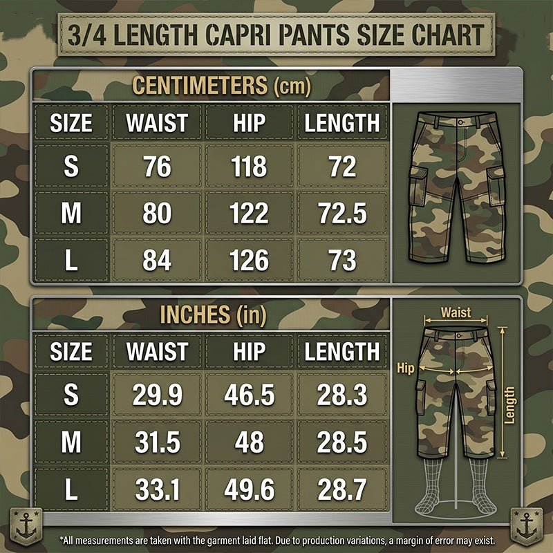 Unisex cargoshorts i kamouflage med vida ben och flera fickor