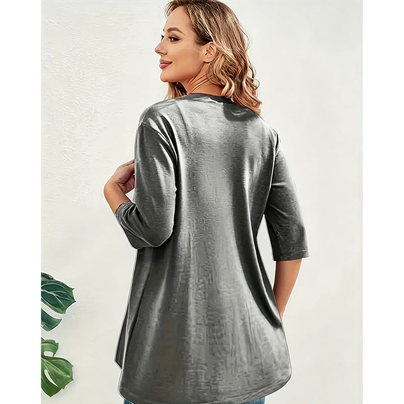 🧥 BEGRÄNSAD TID 50% RABATT! ✨ Dam Plusstorlek Öppen Kofta – Lättviktig, Mellanklängd, Halvärmar 🍁