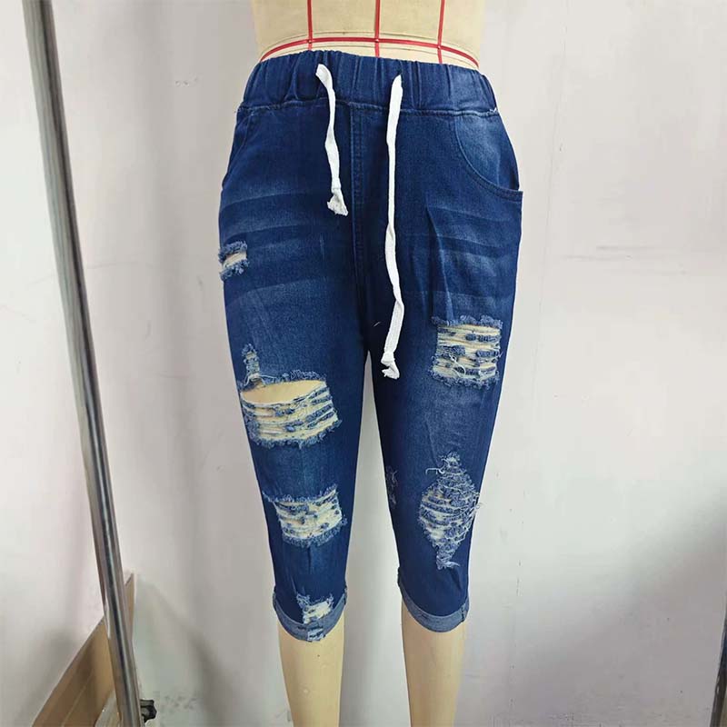⏰ 50 % RABATT – Endast under en begränsad tid ✨👖 Capribyxor i denim för damer med dragsko ✨ Bekväma, avslappnade och perfekta för sommaren