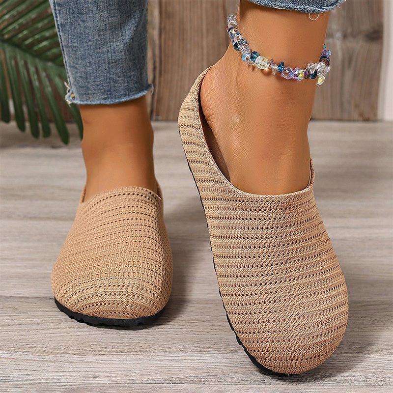 👡 50% RABATT NU! 🌬️ Damernas andningsbara stickade påklingsmules – Lätta och skumgummifodrade – Lätt att ta på/av, perfekta för vardagar eller snabba ärenden – luftiga och bekväma 🌸