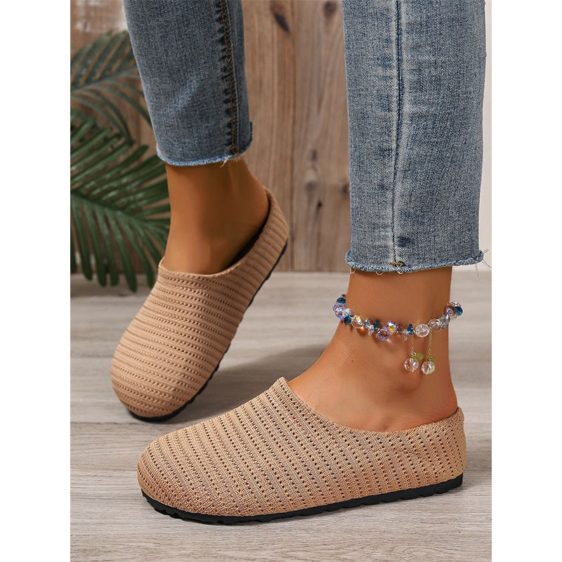 👡 50% RABATT NU! 🌬️ Damernas andningsbara stickade påklingsmules – Lätta och skumgummifodrade – Lätt att ta på/av, perfekta för vardagar eller snabba ärenden – luftiga och bekväma 🌸