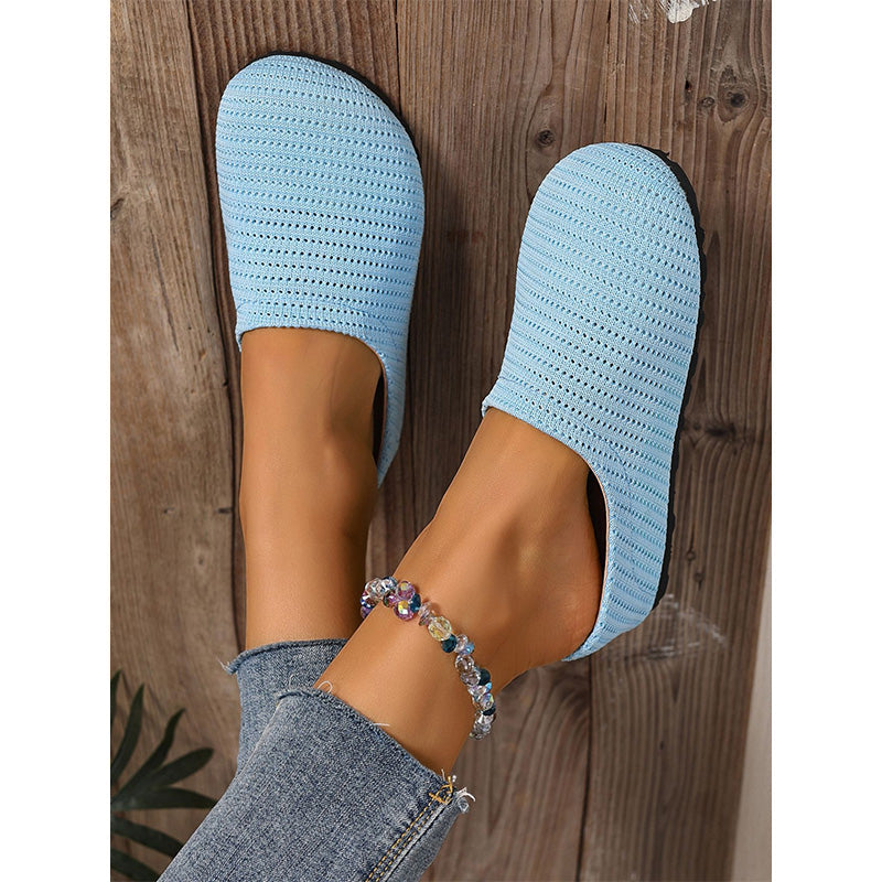 👡 50% RABATT NU! 🌬️ Damernas andningsbara stickade påklingsmules – Lätta och skumgummifodrade – Lätt att ta på/av, perfekta för vardagar eller snabba ärenden – luftiga och bekväma 🌸