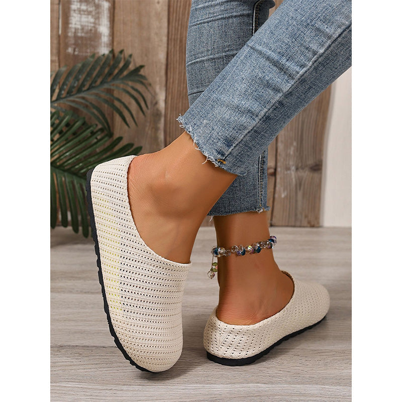 👡 50% RABATT NU! 🌬️ Damernas andningsbara stickade påklingsmules – Lätta och skumgummifodrade – Lätt att ta på/av, perfekta för vardagar eller snabba ärenden – luftiga och bekväma 🌸