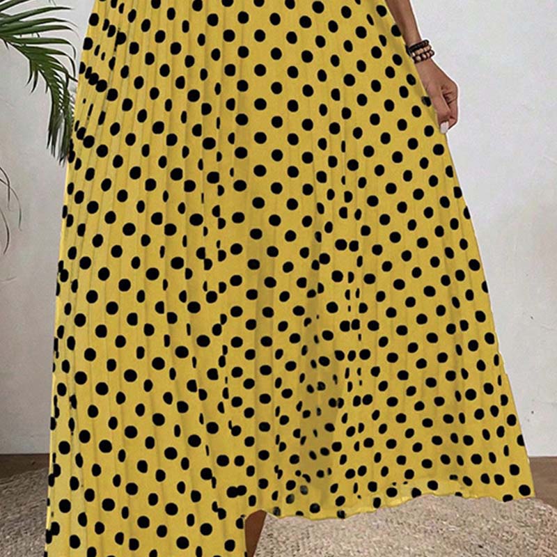 👗 50% RABATT! ⏳ Halterklänning med prickar för dam – Flödande & ledig passform – Perfekt för sommar, strand eller lata dagar – romantisk stil med retrokänsla 🌸