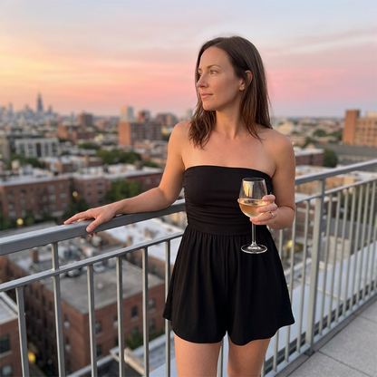 Strapless jumpsuit för damer – sommar- och strandklänning med veckad överdel