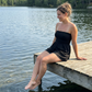 Strapless jumpsuit för damer – sommar- och strandklänning med veckad överdel
