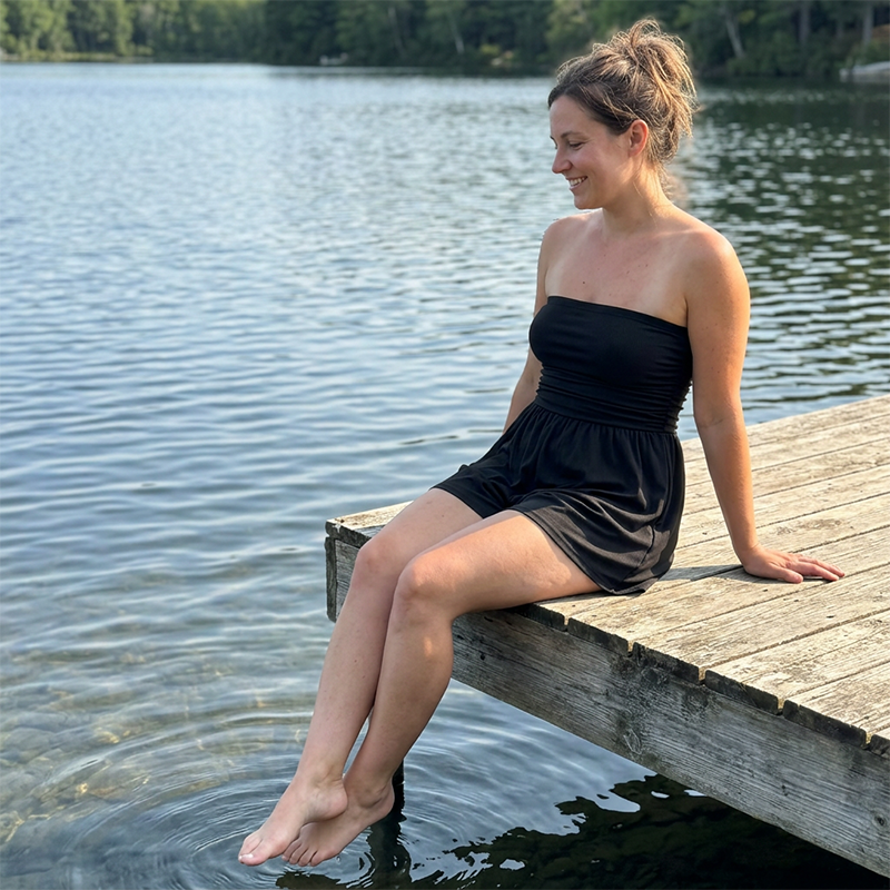 Strapless jumpsuit för damer – sommar- och strandklänning med veckad överdel