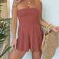 Strapless jumpsuit för damer – sommar- och strandklänning med veckad överdel